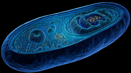 A vivid illustration of cell interiors showing organized biological components that reveal essential processes and the complexity of living systems.
