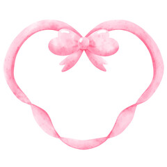 Watercolor Pink Ribbon Frame with Bow, Coquette Frame Boarder illustration