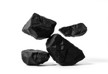 Fototapeta premium Black plastic trash bag and crumpled white paper isolated object