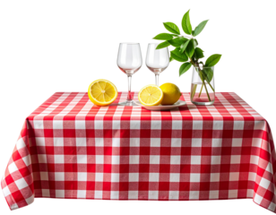 Wavy Checkered Tablecloth with Summer Dining Accents