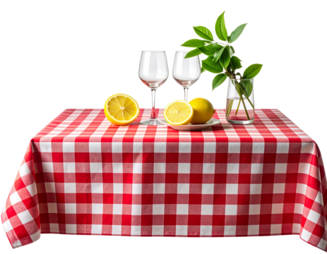 Wavy Checkered Tablecloth with Summer Dining Accents