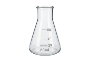 Empty erlenmeyer flask for chemistry laboratory experiments with transparent background
