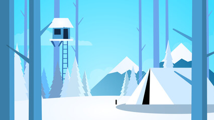 旅游系列-林中露营地冬天