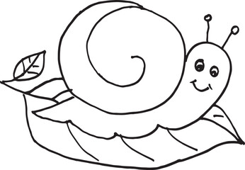 Cute cartoon snail with a floral shell vector illustration designed as a fun coloring page alphabet letter P for kids
