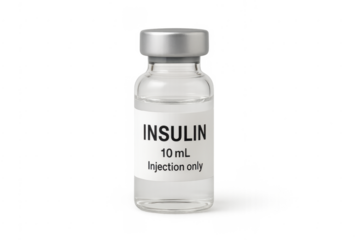 Insulin vial for diabetes treatment on transparent background