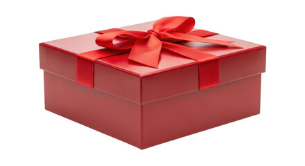 Red gift box with ribbon bow isolated on transparent background