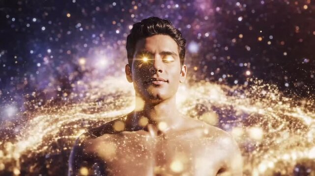 Ethereal being bathed in starlight and cosmos