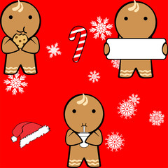 ginger breath man character cartoon xmas pack collection in vector format