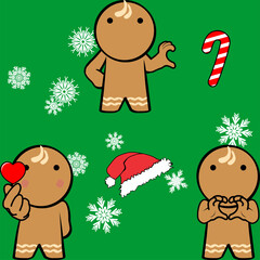 ginger breath man character cartoon xmas pack collection in vector format