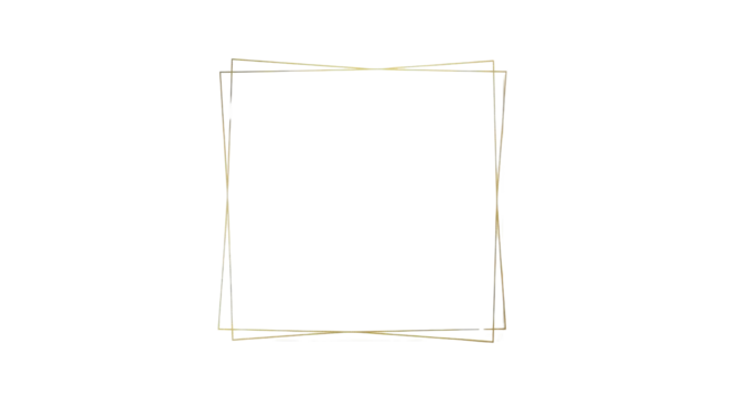 Minimalist Golden Square Frame Vector with Thin Geometric Lines Isolated on White.