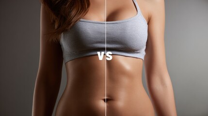 Comparison of Bulging Belly and Tight Flat Stomach Using Clean Overlay on Real Image