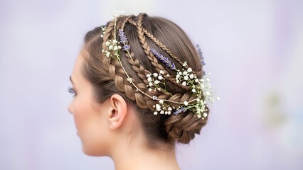 Elegant braided updo with pearl accents for a special occasion.