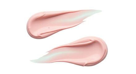 Two Isolated Light Pink Creamy Cosmetic Swatch Strokes on White Background