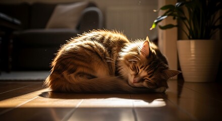 A fluffy cat with bright green eyes in a close-up portrait, soft background blur.
