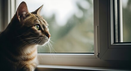 A fluffy cat with bright green eyes in a close-up portrait, soft background blur.
