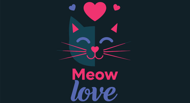 Charming cat illustration with hearts conveys love and affection well