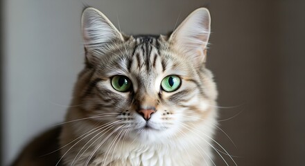An orange tabby cat sitting beside a small green plant indoors, soft natural light