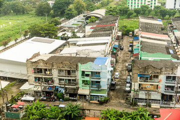 a view of the Bangkok slums in thailand 