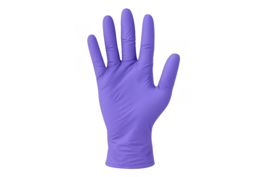 Purple medical hygienic glove providing hand protection