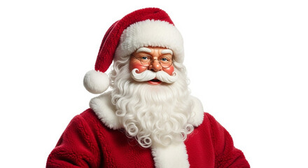 A Pair of Classic Red and White Fluffy Santa ,Hats with Pom-Poms, Isolated Against a Transparent Background