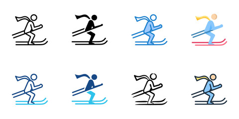 Skiing icon set multiple style collection 
