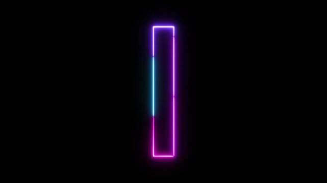 Colorful Neon Glowing Alphabet Capital Letter I Bright Light Text Animation on Black Background