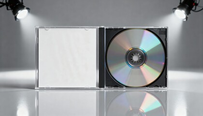 cd jewel case mockup with blank cover insert, glossy studio reflections, music branding packaging photo