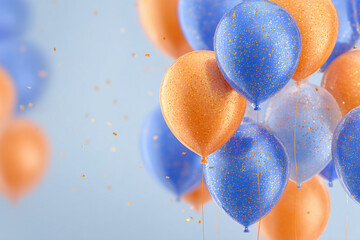 Luxury blue and orange balloons background