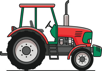 Obraz premium Red and green farm tractor ready for agricultural work