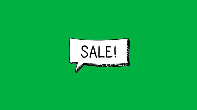 Speech bubble featuring the word SALE vector illustration of a green screen for promotion ads chat comic style 4K