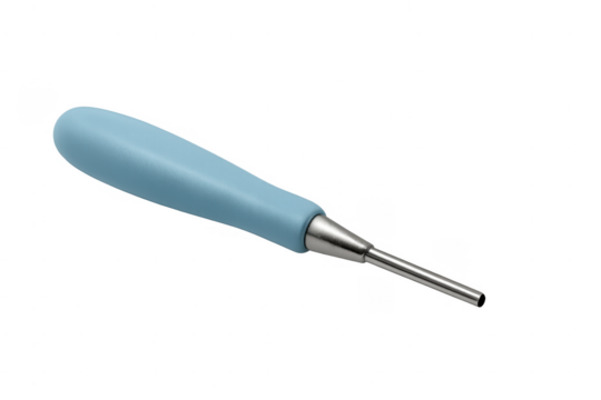 Crafting tool eyelet setter with blue handle on transparent background