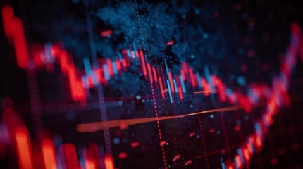 Dramatic stock market crash animation with red dollar sign and falling chart, showing financial crisis and economic downturn with dynamic movement - Powered by Adobe