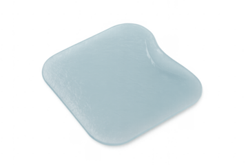 Melting ice cube creating abstract cold water shape