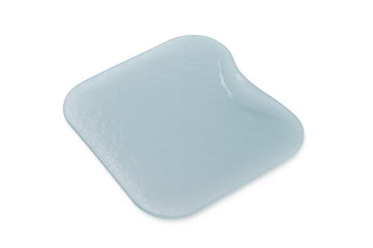 Melting ice cube creating abstract cold water shape