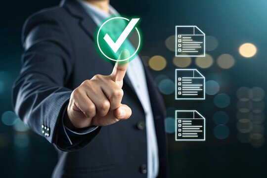 Business hand pushing a social media button icon on a digital touchscreen concept - Powered by Adobe