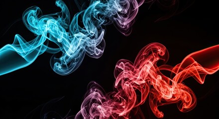 Abstract Red and Blue Smoke on Black Background