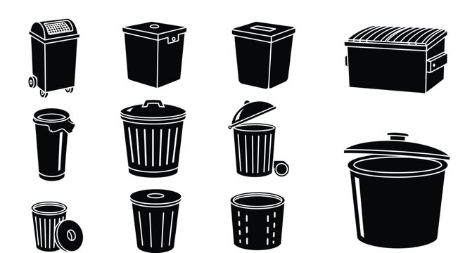 Collection of trash cans vector illustration garbage containers art