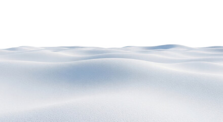 Pure White Snow Dunes Surface Isolated on White Background. Winter Texture Backdrop.
