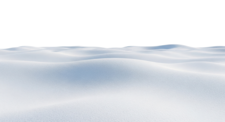 Pure White Snow Dunes Surface Isolated on White Background. Winter Texture Backdrop.