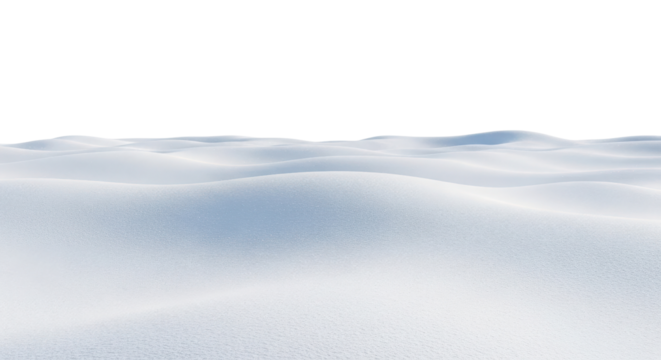 Pure White Snow Dunes Surface Isolated on White Background. Winter Texture Backdrop.