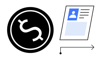 Digital finance concept. Connection between currency ation and user profile data in financial systems. Digital finance improving financial transactions and identity management. For fintech, online
