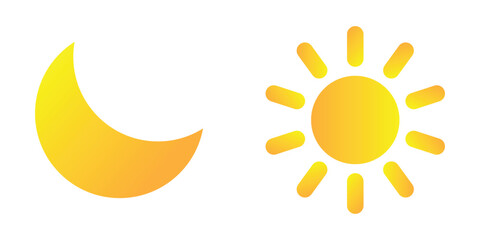 Sun and moon icon. Transparent vector