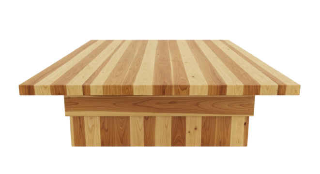 Isolated Square Striped Butcher Block Wood Display Riser Mockup