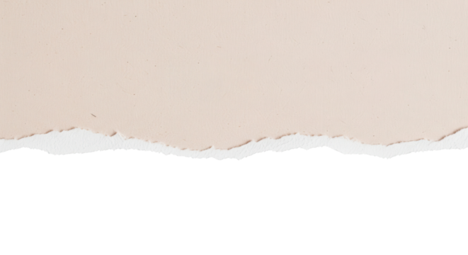 Torn light peach pink paper edge border isolated on white background