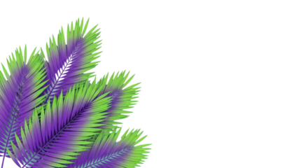 Vibrant Purple and Lime Green Stylized Tropical Palm Leaves Vector on White Background