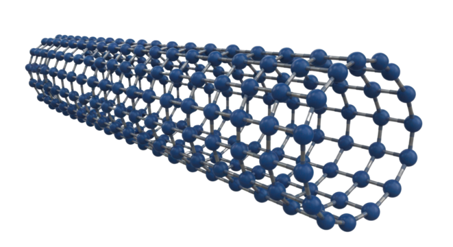 Blue Molecular Structure of a Carbon Nanotube Isolated on White Background 3D Render