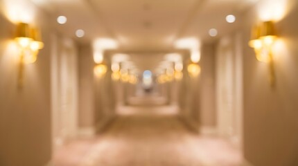 Blurred Hallway with Wall Lights