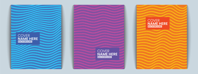 Blue pink orange wavy background covers with bold modern editable text layout