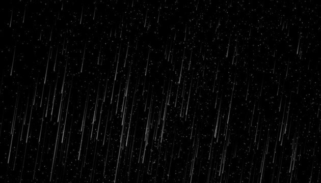Raindrops on black background. Storm with rain and white cloud isolated on black background. hail rainy weather.