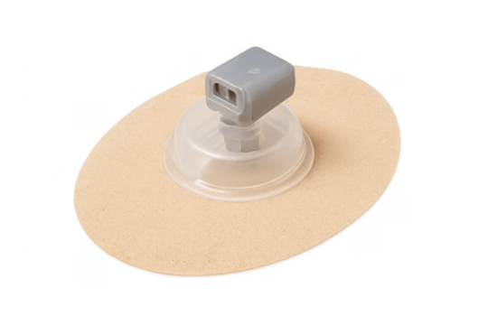 Infusion set device for continuous glucose monitoring on transparent background